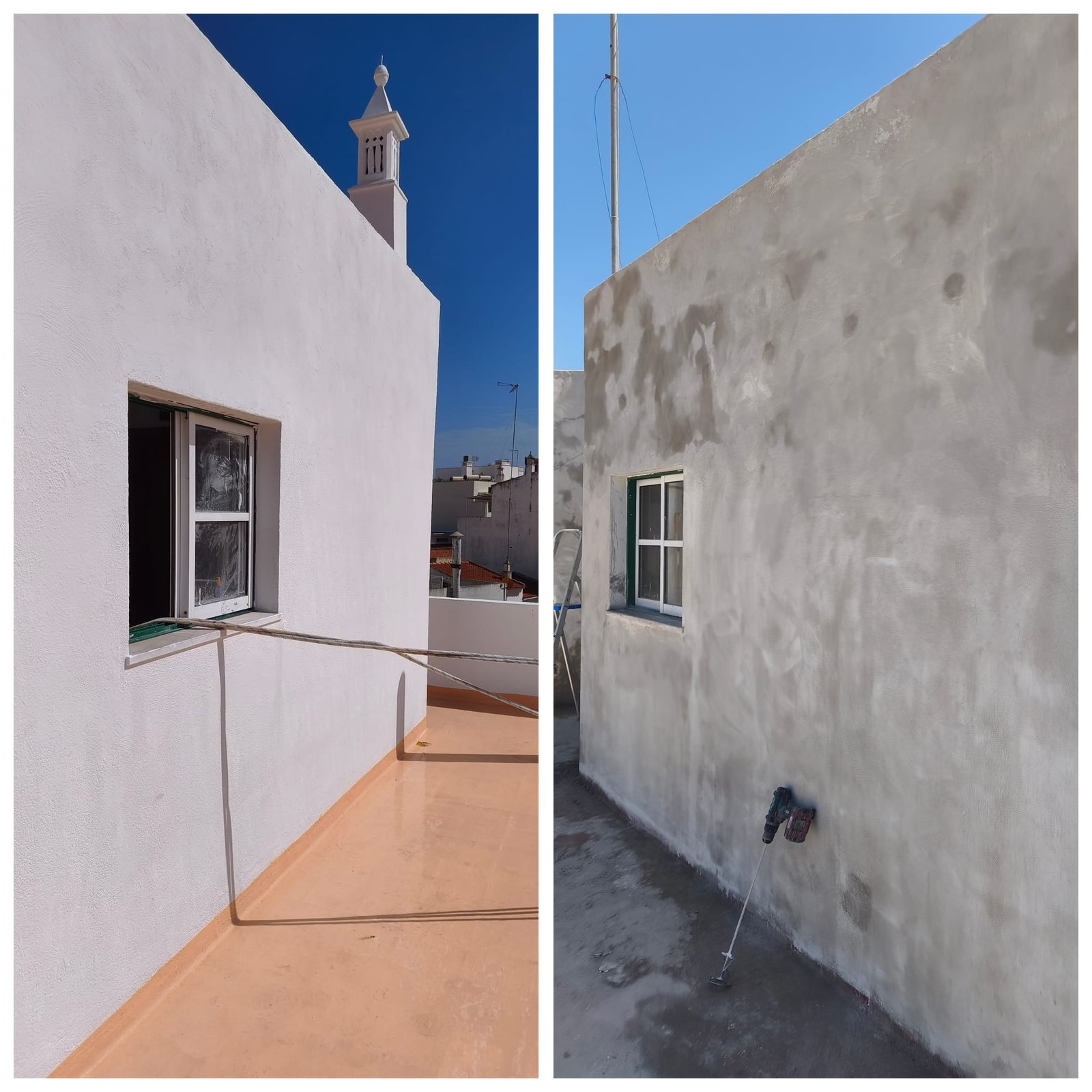 Antes e depois da pintura exterior